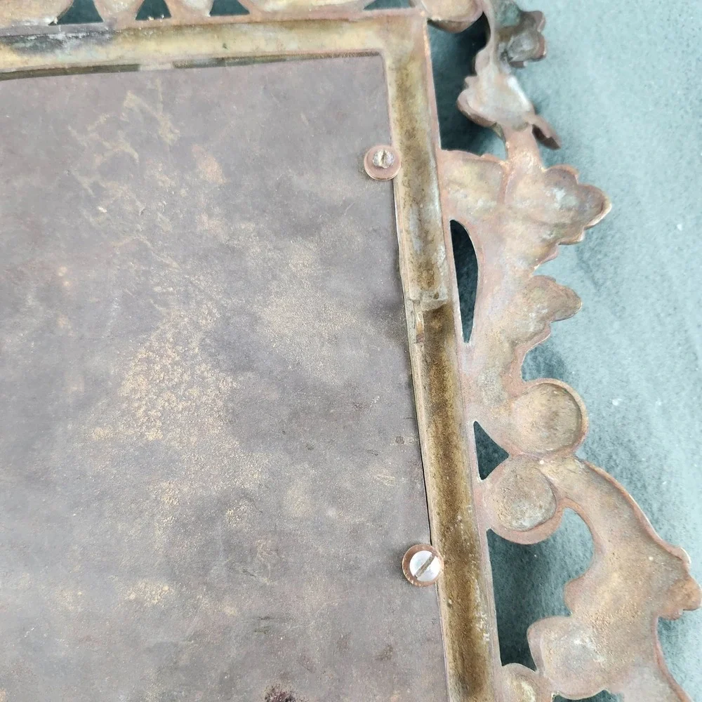 Sweet Antique Cast Gilded Brass Baroque Florentine Picture Photo Frame Rococo